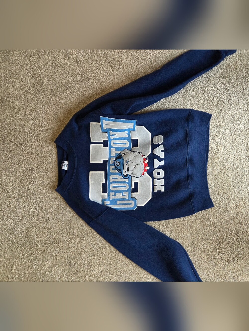 Boys Vintage Navy Graphic Georgetown Crewneck Sweater